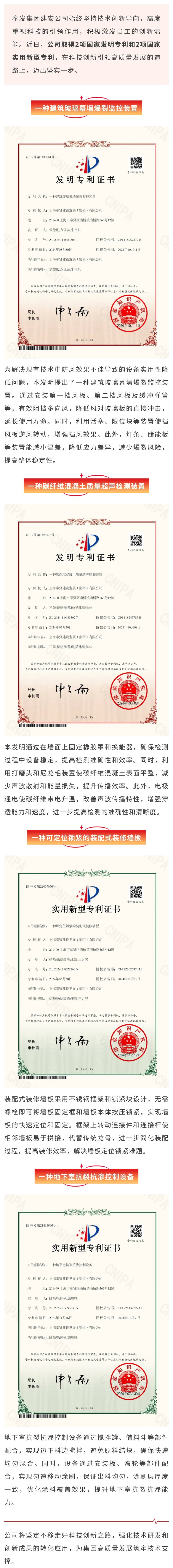 建安公司再获2项发明专利和2项实用新型专利