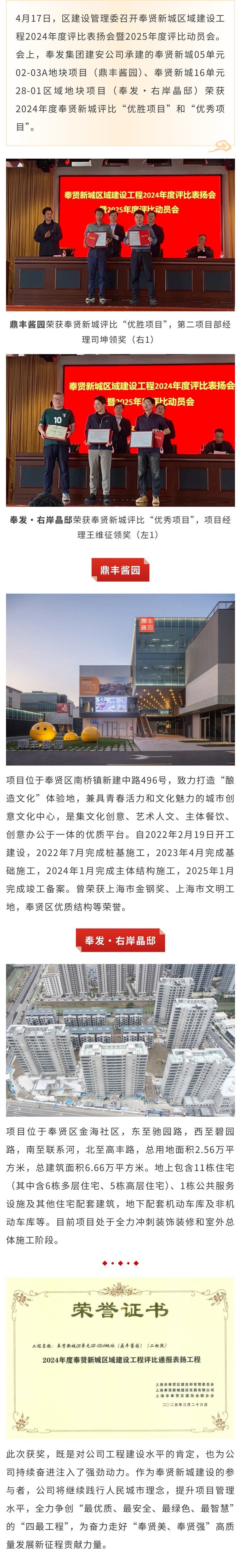 喜提双奖！建安公司在奉贤新城建设工程中获表彰