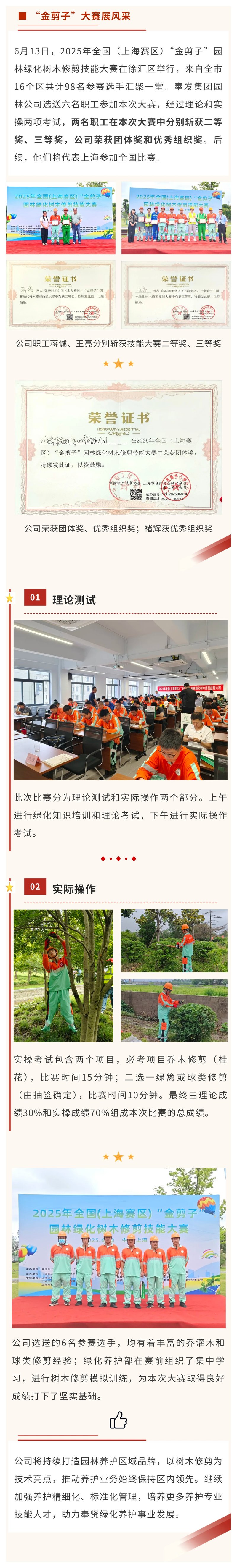展园林风采！公司在2025年全国（上海赛区）“金剪子”园林绿化树木修剪技能大赛中取得优异成绩