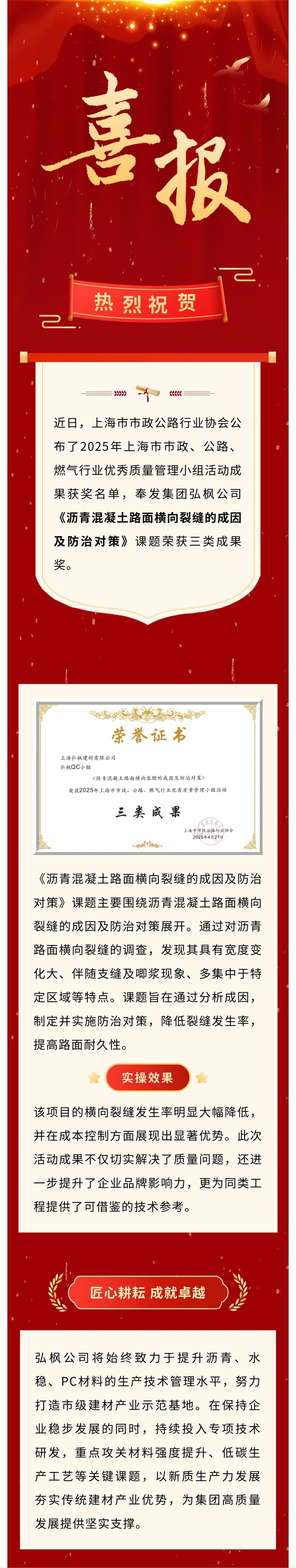 弘枫公司课题荣获三类成果奖